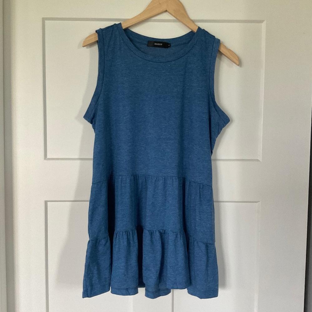 HAEOF Women's Sleeveless Tops Crew Neck Flowy Peplum Loose Fit Babydoll Shirt